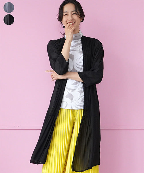 プリーツデザインシフォンロングカーディガン 06-2897