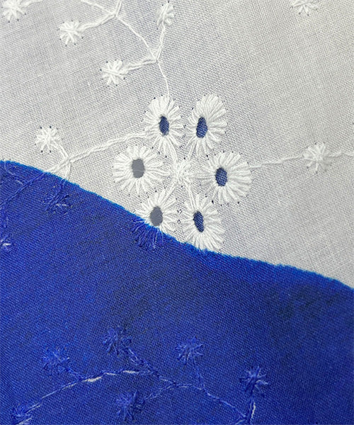 綿100％花プリントボタニカル刺繍長袖シャツブラウス 06-3171