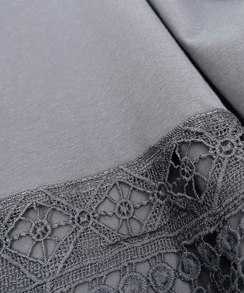 レース刺繍切替フレンチスリーブTシャツカットソー 06-3207
