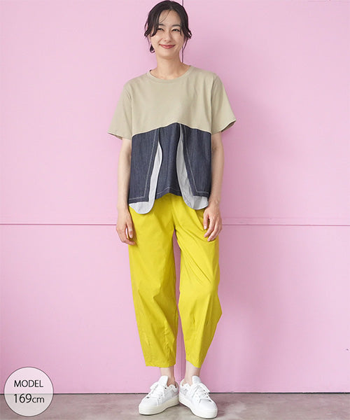 異素材切替半袖Tシャツカットソー 06-3208
