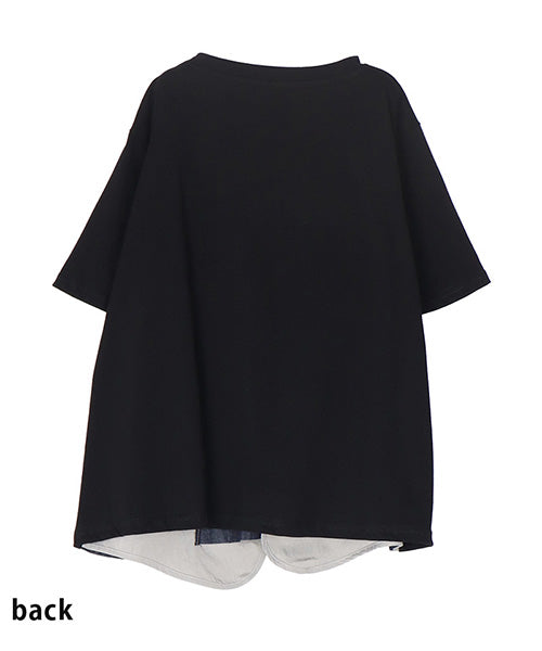 異素材切替半袖Tシャツカットソー 06-3208