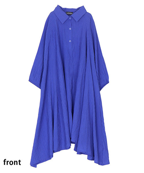 はしご調立体素材ラグランスリーブチュニックブラウス 06-3218