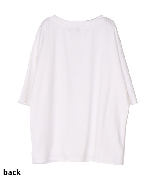 裾スカラップ花刺繍半袖Tシャツカットソー 06-3225