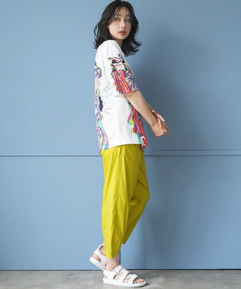 ウエストゴムコード付き8分丈コクーンシルエットパンツ 06-3228