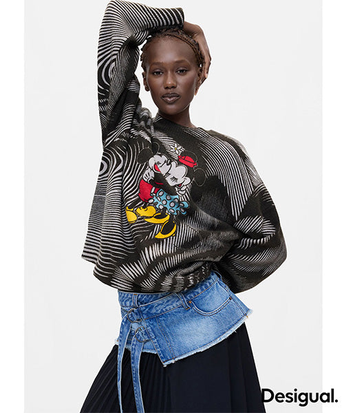 ディズニーミッキー&ミニーゼブラセーター Desigual 26WWJF48