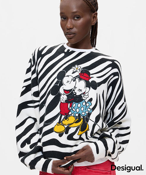 ディズニーミッキー&ミニーゼブラセーター Desigual 26WWJF48