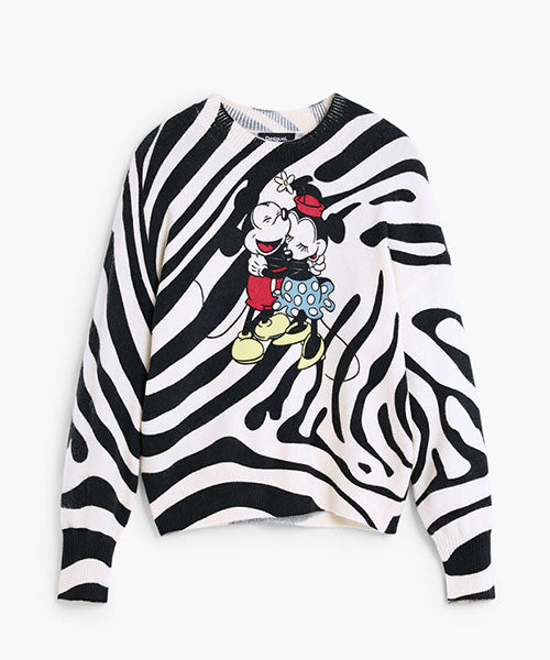 ディズニーミッキー&ミニーゼブラセーター Desigual 26WWJF48