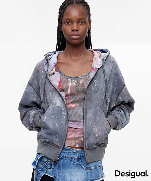リバーシブルプリントジップパーカー Desigual 26WWSK03