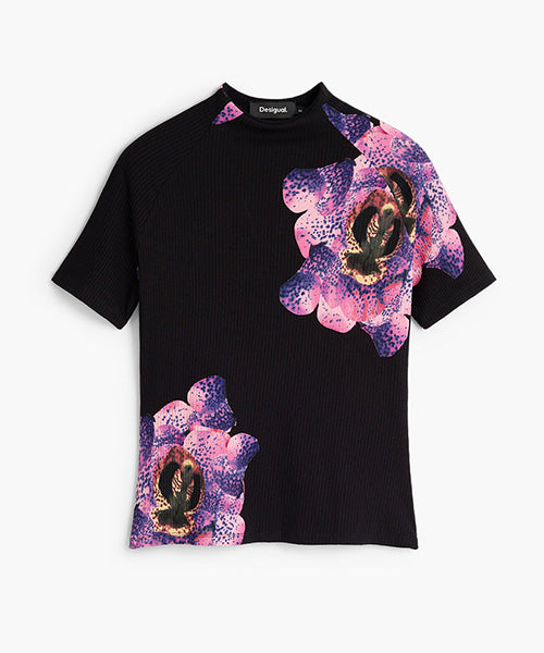 フラワープリント半袖Tシャツ Desigual 26WWTK04