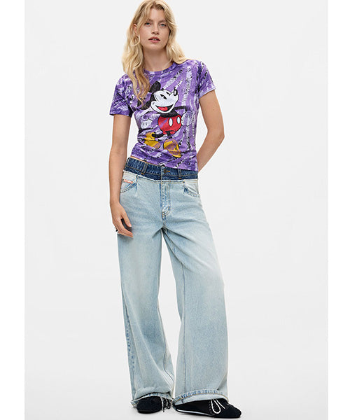ディズニー ミッキー ゼブラプリントTシャツ Desigual 26WWTK58