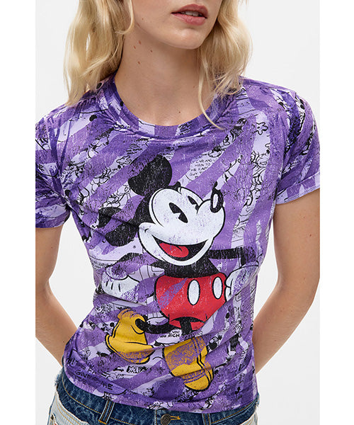 ディズニー ミッキー ゼブラプリントTシャツ Desigual 26WWTK58