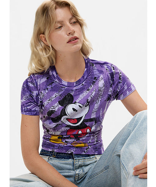 ディズニー ミッキー ゼブラプリントTシャツ Desigual 26WWTK58