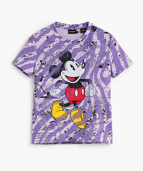 ディズニー ミッキー ゼブラプリントTシャツ Desigual 26WWTK58