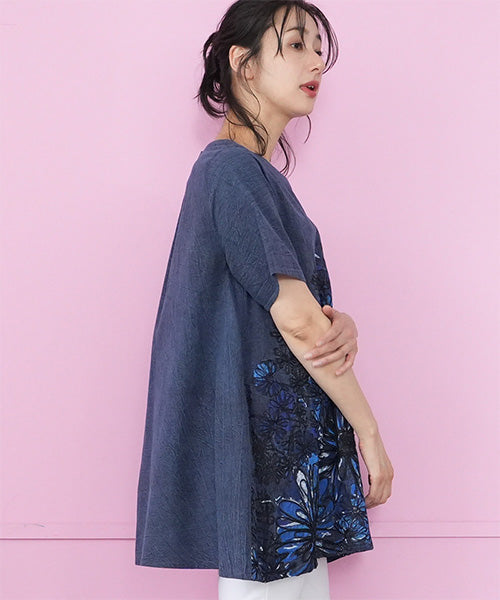 フラワー刺繍Aラインチュニック 33-0503