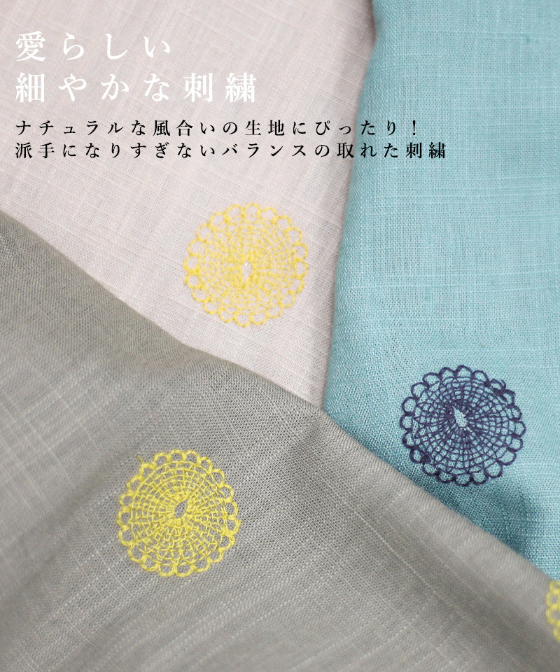 【再入荷&新色登場】リネン混ドット刺繍6分袖コクーンチュニック 36-0848