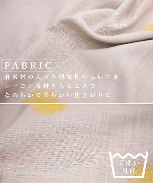 【再入荷&新色登場】リネン混ドット刺繍6分袖コクーンチュニック 36-0848