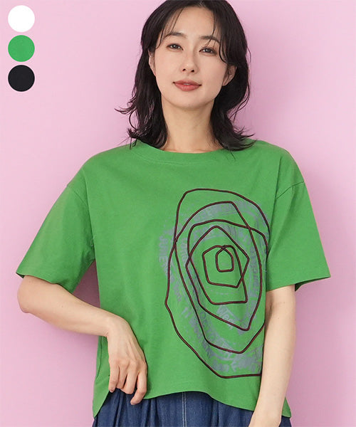 綿100％ロゴプリントコード刺繍Tシャツカットソー 36-1839
