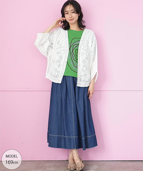 綿100％ロゴプリントコード刺繍Tシャツカットソー 36-1839