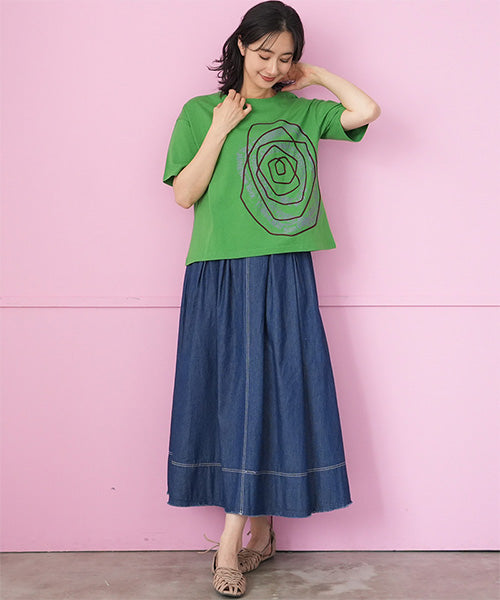 綿100％ロゴプリントコード刺繍Tシャツカットソー 36-1839