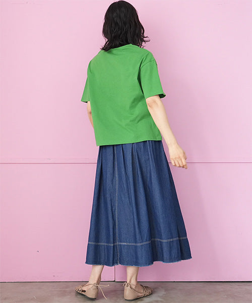綿100％ロゴプリントコード刺繍Tシャツカットソー 36-1839