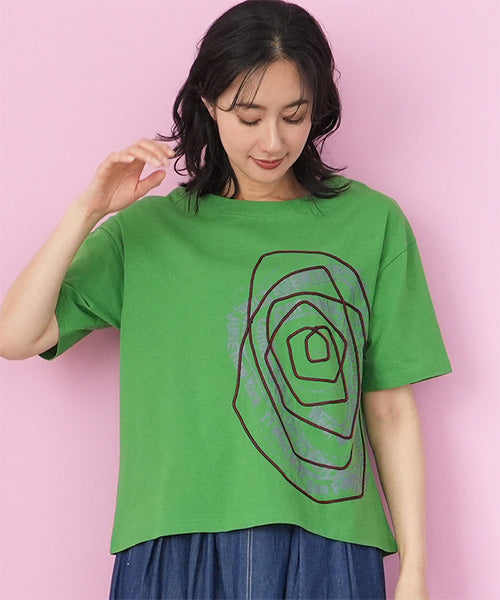 綿100％ロゴプリントコード刺繍Tシャツカットソー 36-1839