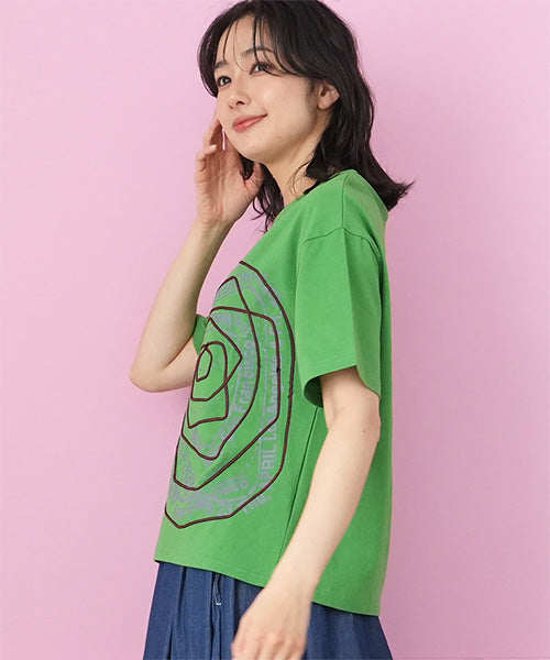 綿100％ロゴプリントコード刺繍Tシャツカットソー 36-1839