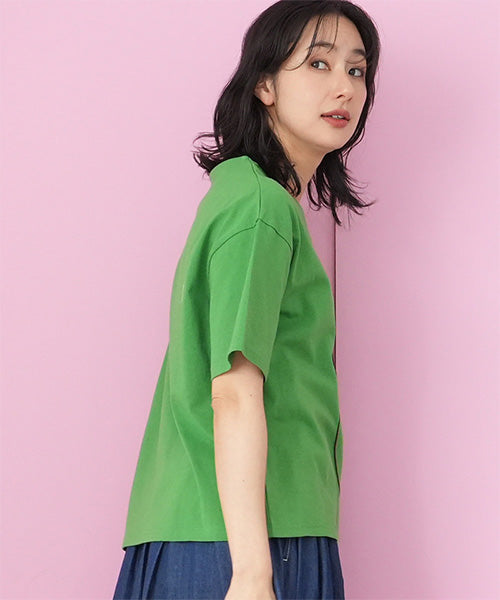 綿100％ロゴプリントコード刺繍Tシャツカットソー 36-1839