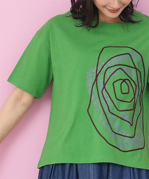 綿100％ロゴプリントコード刺繍Tシャツカットソー 36-1839