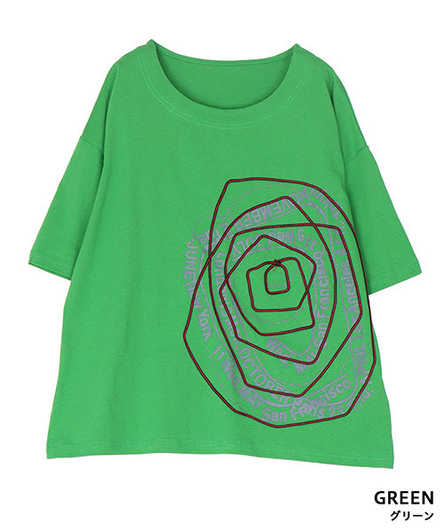 綿100％ロゴプリントコード刺繍Tシャツカットソー 36-1839