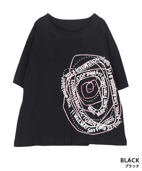 綿100％ロゴプリントコード刺繍Tシャツカットソー 36-1839