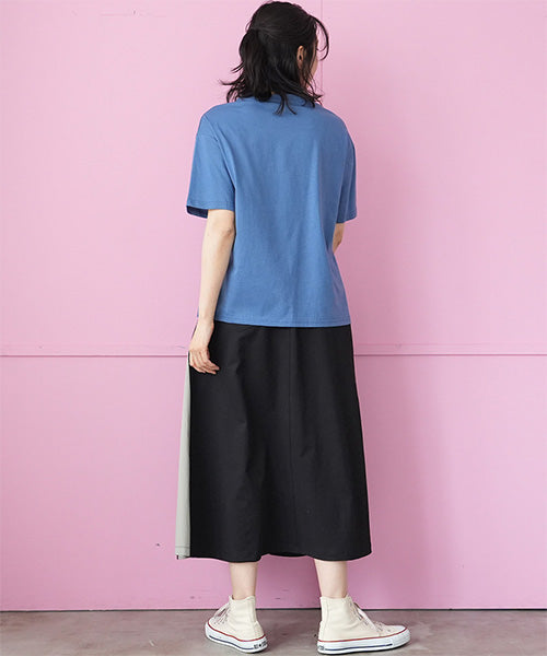 【接触冷感】綿100％飾りファスナー王冠プリントビジュー付きTシャツカットソー 36-1847