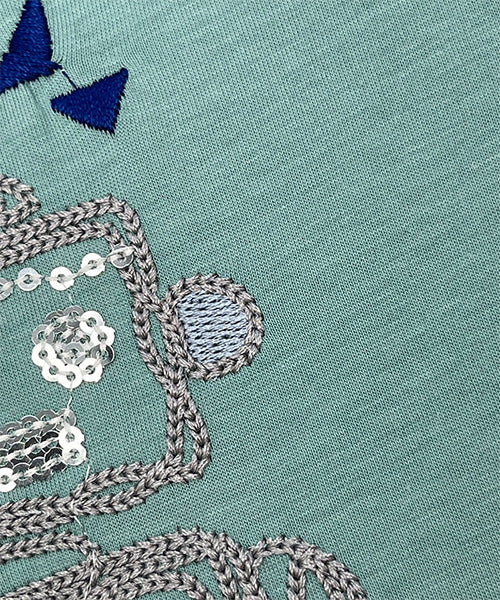 【接触冷感】ロボットイラスト刺繍半袖Tシャツカットソー 36-1891
