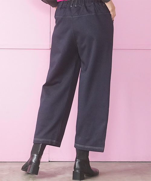 ウエストゴムストレッチ裏微起毛タックワイドパンツ 36-1912