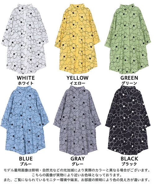 綿100％フラワー刺繍七分袖Aラインシャツブラウス 46-0256