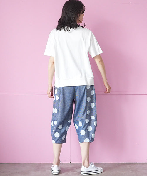 ロゴ刺繍パッチワーク裾スリットTシャツカットソー 46-0290