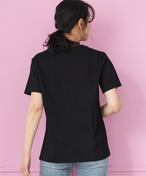 綿100％アルファベット時計刺繍Tシャツカットソー 46-0294