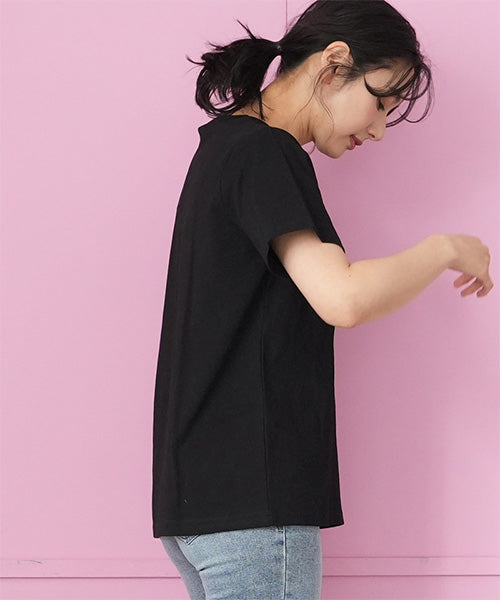 綿100％アルファベット時計刺繍Tシャツカットソー 46-0294