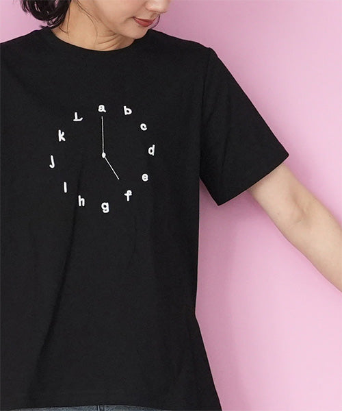 綿100％アルファベット時計刺繍Tシャツカットソー 46-0294