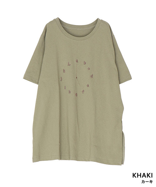 綿100％アルファベット時計刺繍Tシャツカットソー 46-0294
