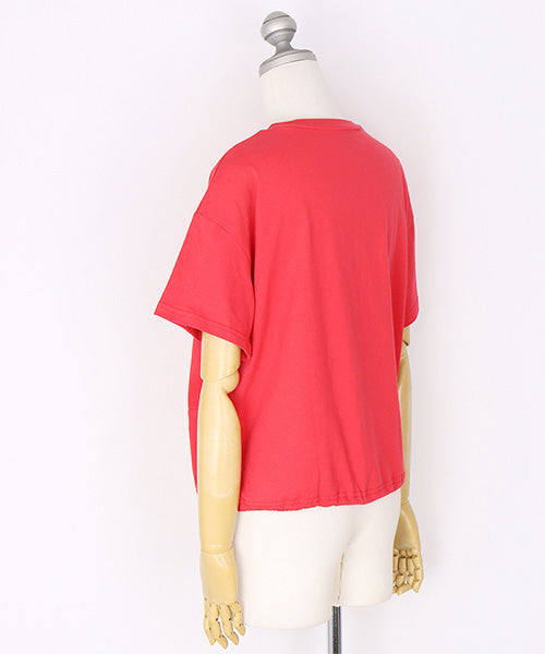 綿100％ロゴプリント裾切替裾スピンドルTシャツカットソー 46-0295