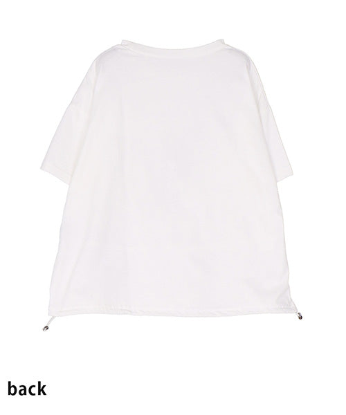 綿100％ロゴプリント裾切替裾スピンドルTシャツカットソー 46-0295
