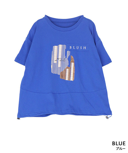 綿100％ロゴプリント裾切替裾スピンドルTシャツカットソー 46-0295