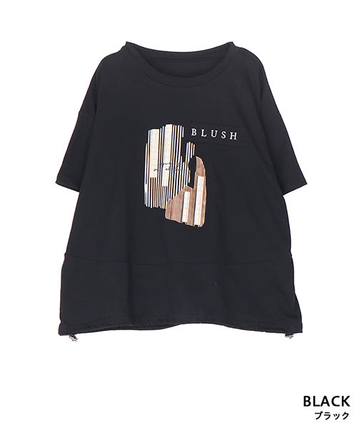綿100％ロゴプリント裾切替裾スピンドルTシャツカットソー 46-0295