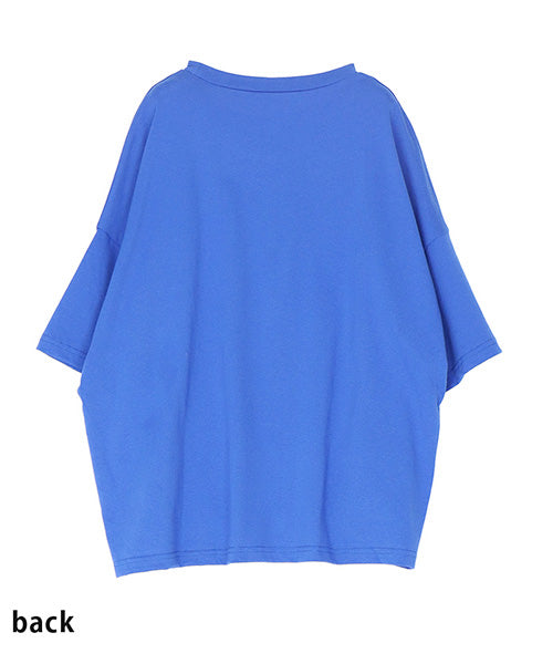 綿100％スパンコールデザインガールプリント切替Tシャツカットソー 46-0301
