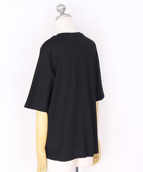 綿100％ラインストーン英字デザインドルマンスリーブTシャツカットソー 46-0302