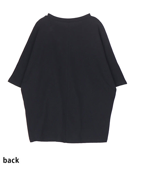 綿100％ラインストーン英字デザインドルマンスリーブTシャツカットソー 46-0302