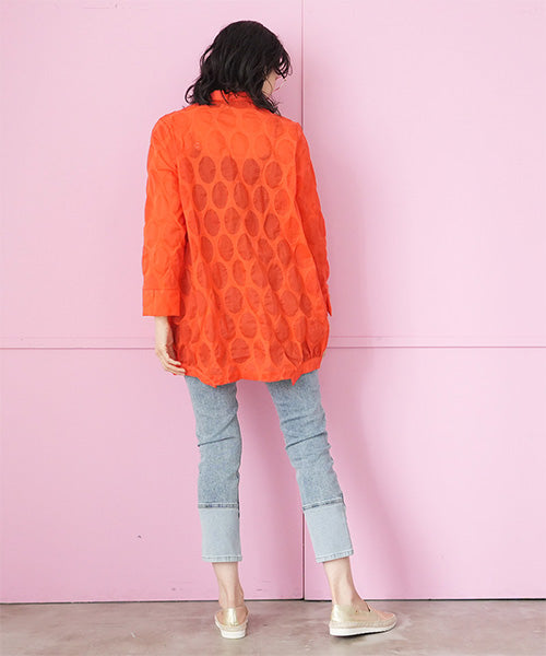 【再入荷&新色登場】綿100％ドットシアーコクーンシルエットシャツブラウス 50-0114