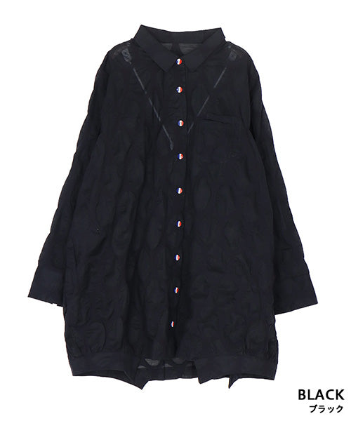 【再入荷&新色登場】綿100％ドットシアーコクーンシルエットシャツブラウス 50-0114
