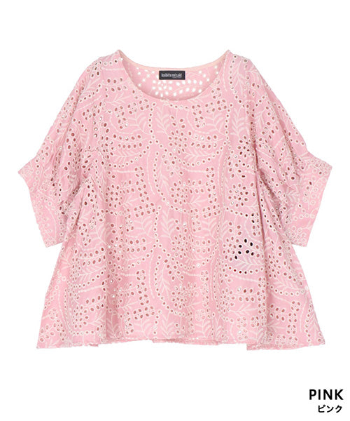 シアー総レース刺繍プルオーバーブラウス 52-0086
