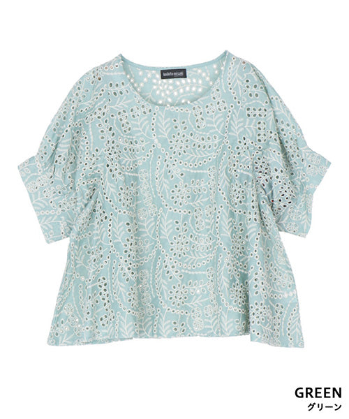 シアー総レース刺繍プルオーバーブラウス 52-0086
